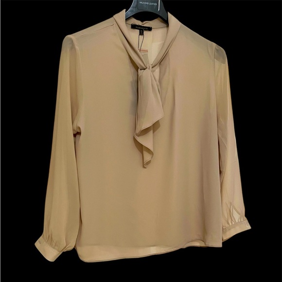Tan Pullover Blouse with Beautiful Tie Neck Detail Women’s Size XL New NWT - Picture 5 of 7
